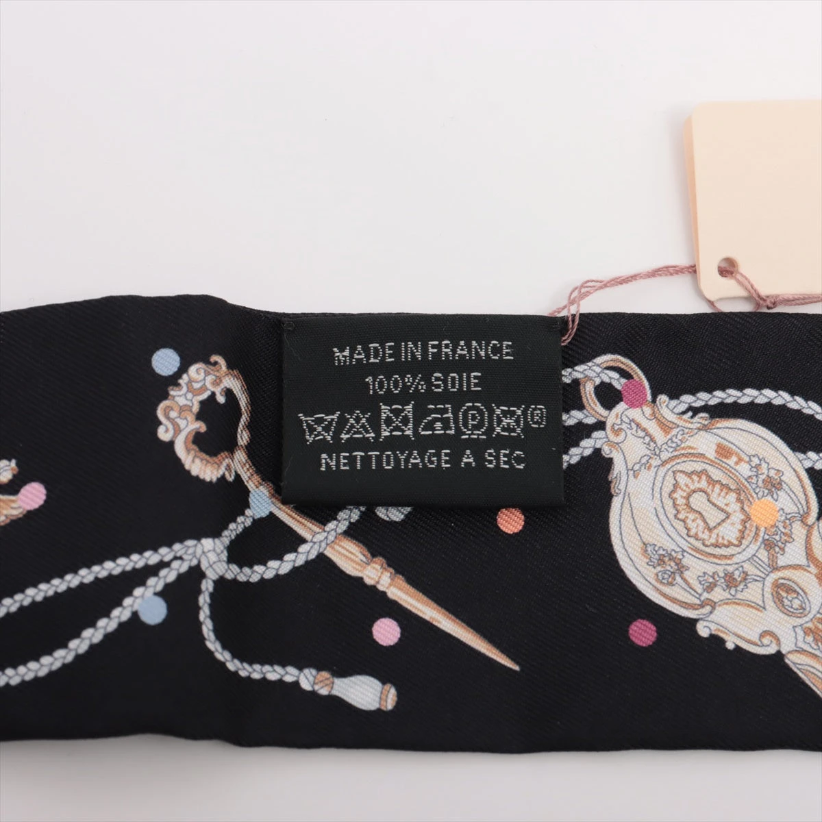 エルメス ツイリー LES CLES 鍵 スカーフ シルク ブラック