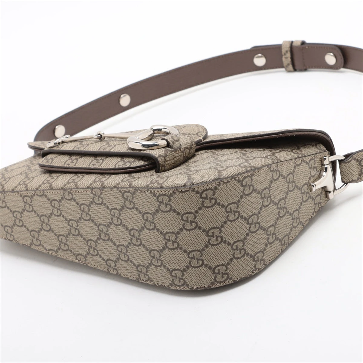 GUCCI グッチ ショルダーバッグ ホースビット1955 肩掛け 斜め掛け 764155 GGスプリームキャンバス  レザー   ベージュ シルバー金具 レディース 美品【中古品】 GUCCI - GUCCI グッチ ショルダーバッグ ホースビット1955 肩掛け 斜め