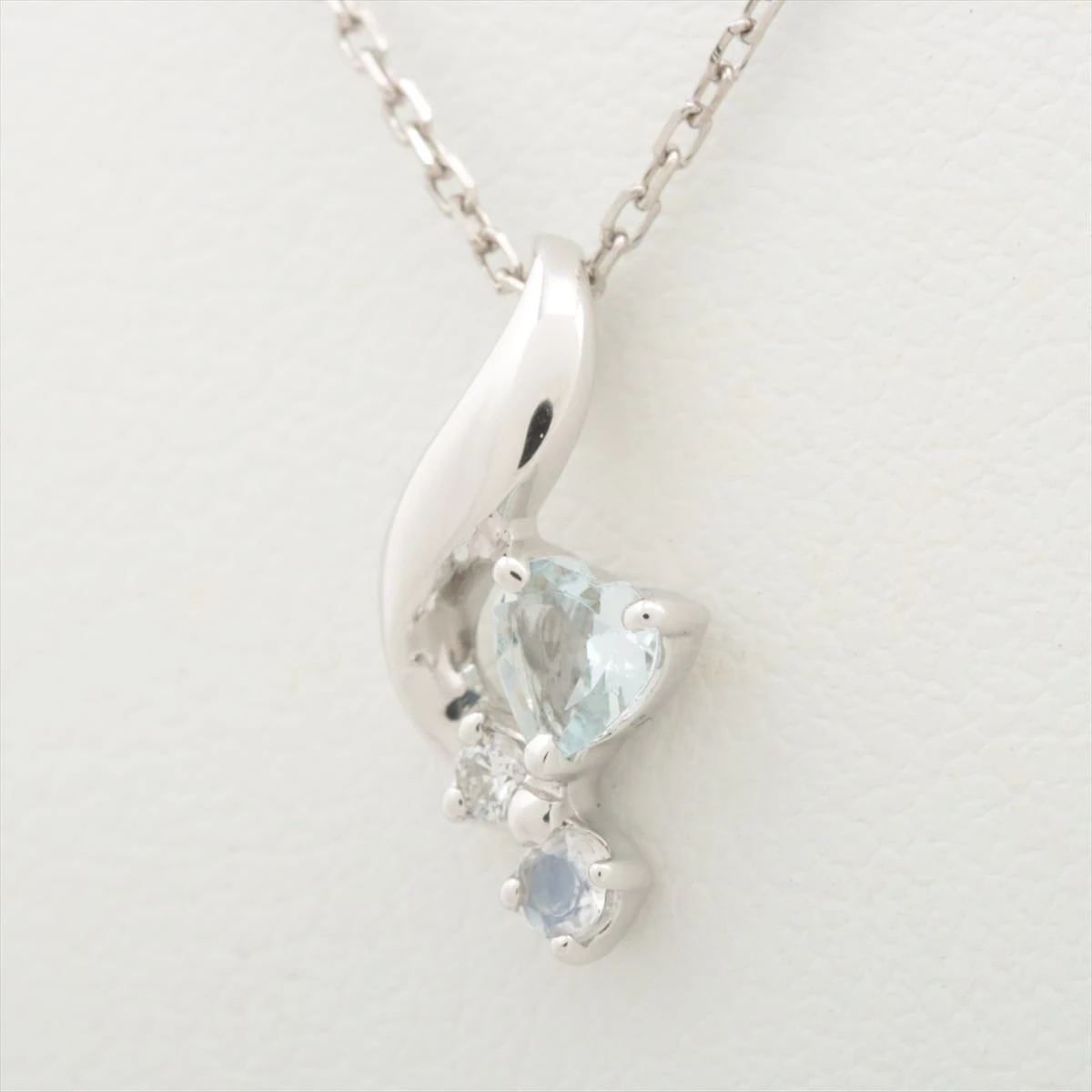 4℃】K10 アクアマリン ダイヤモンドネックレス⟡.* 4℃ K10 ホワイト