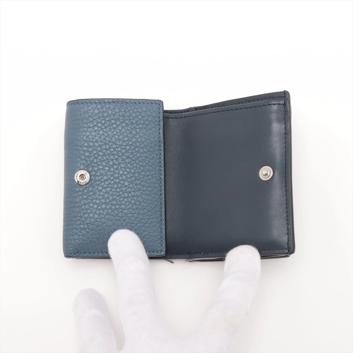 フェンディ 長財布 折り財布 ピーカブー セレリア ターンロック レザー ブルー FENDI◇ピーカブー/セレリア/ターンロック/3つ折り財布/レザー