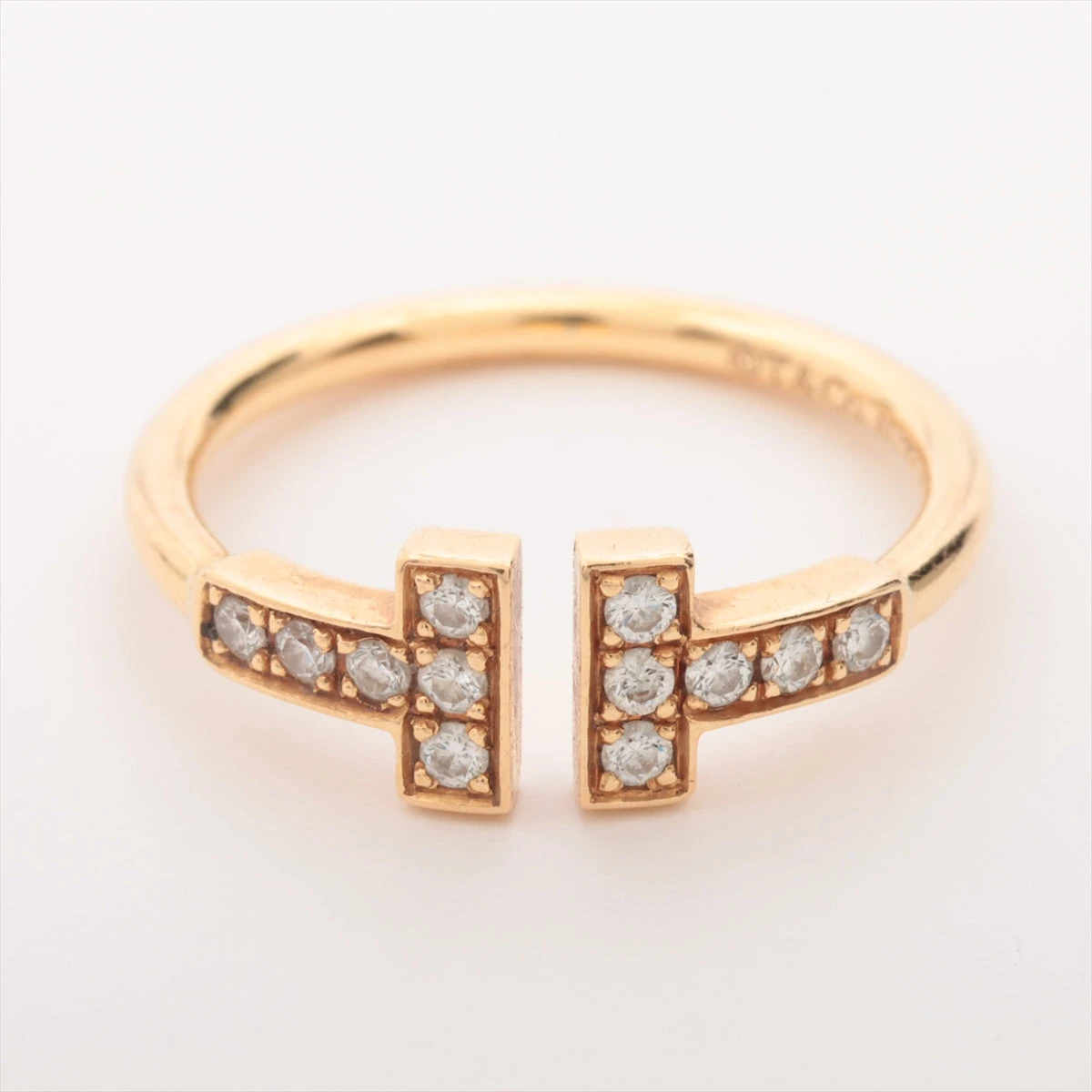 ◇ティファニー◇ 新品仕上済 Tワイヤー ダイヤ リング Au750 YG 6号 ティファニーTワイヤーリング14号