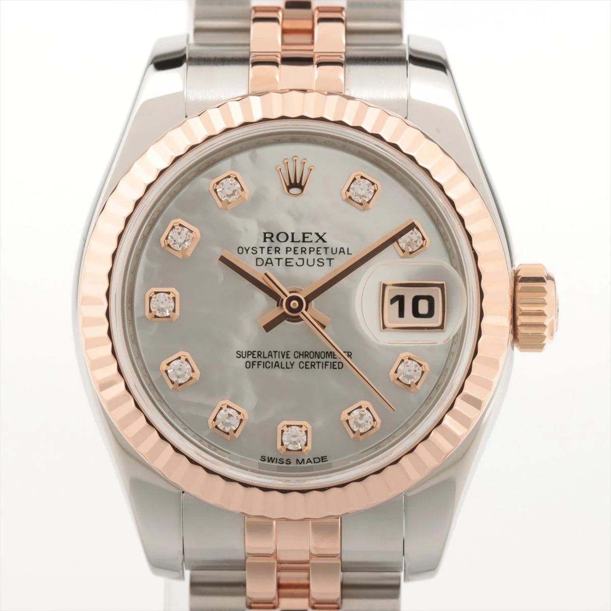 ロレックス デイトジャスト 179171NG 480865U2 SS×PG AT シェル文字盤 あまりごまなし