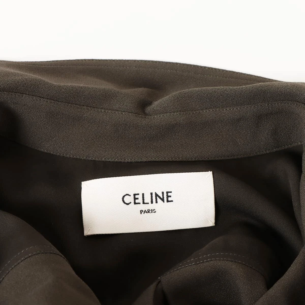 セリーヌ 22年 アセテート シャツワンピース 40 カーキ 2R55B865C  