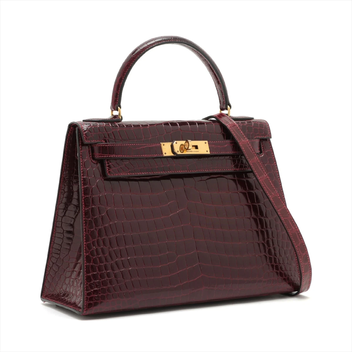 個包装】エルメス ケリー28 アリゲーター コカオン ゴールド金具 ○V