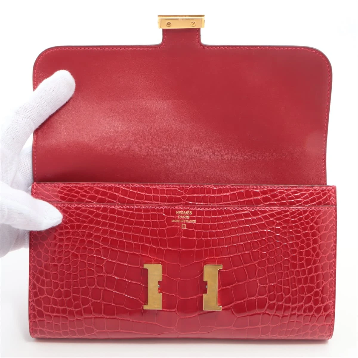エルメス コンスタンス ロングウォレット レッド系/S金具 上品でお洒落♪【HERMES】コンスタンス ロングウォレット
