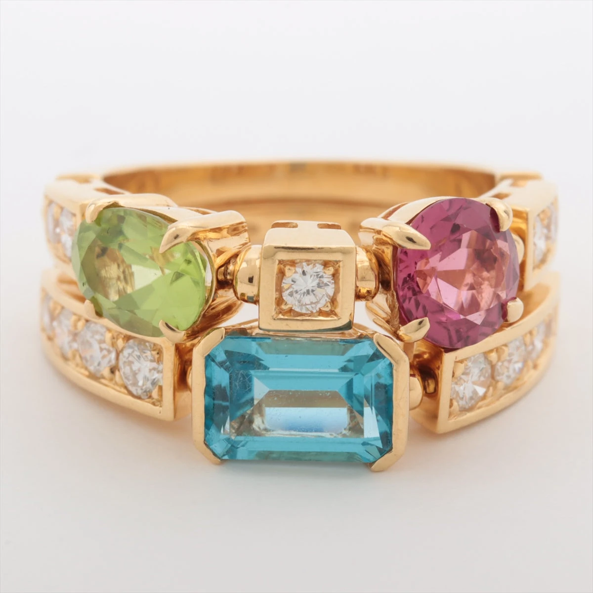 ブルガリ アレグラ マルチカラー ダイヤ リング 750(YG) 8.2g 石小傷