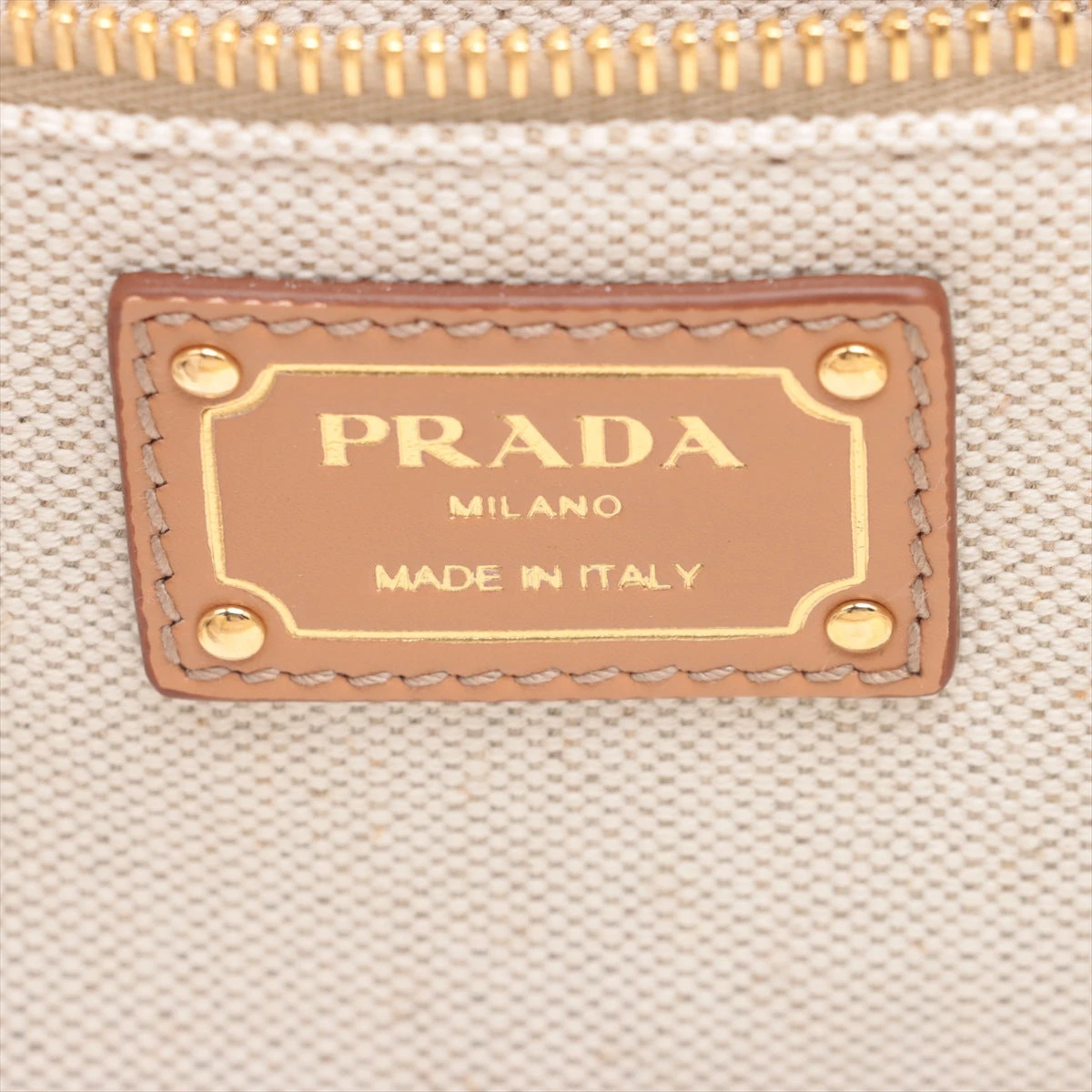 希少品✨　PRADA プラダ　レザー　キャンバス　ハンドバッグ　カデナ プラダ キャンバス×レザー ハンドバッグ ベージュ×ブラウン