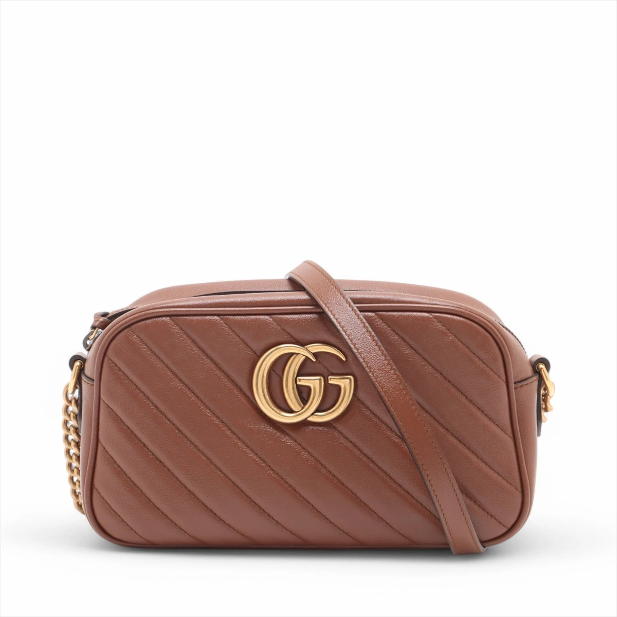 値下げ！グッチ GGマーモント レザー チェーンショルダーバッグ 447632 グッチ GGマーモント レザー チェーンショルダーバッグ ブラウン