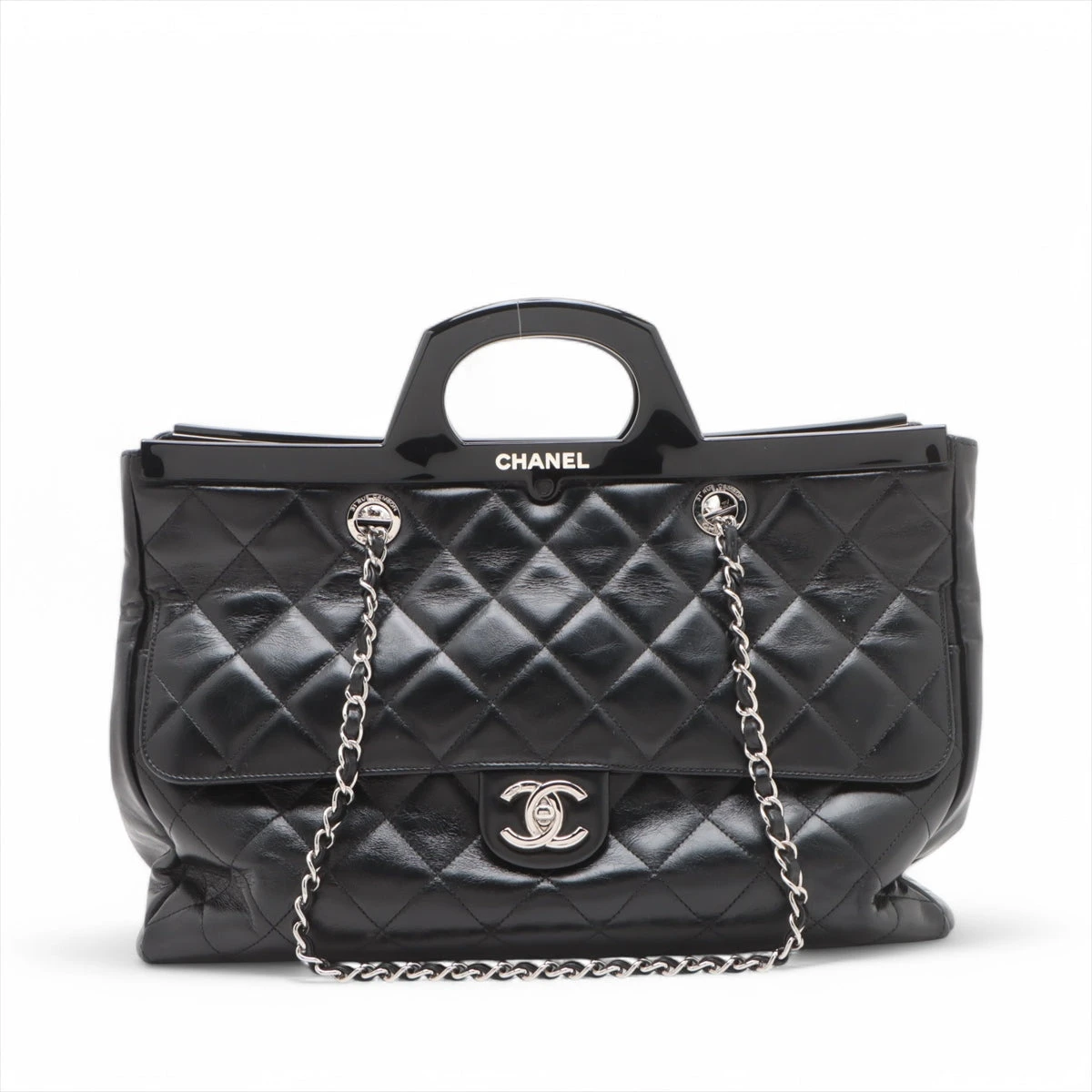 美品❣️CHANELシャネルバンドー 黒❣️マークいっぱい❣️タグあり シャネル CCデリバリー ヴィンテージカーフ 2WAYハンドバッグ ブラック