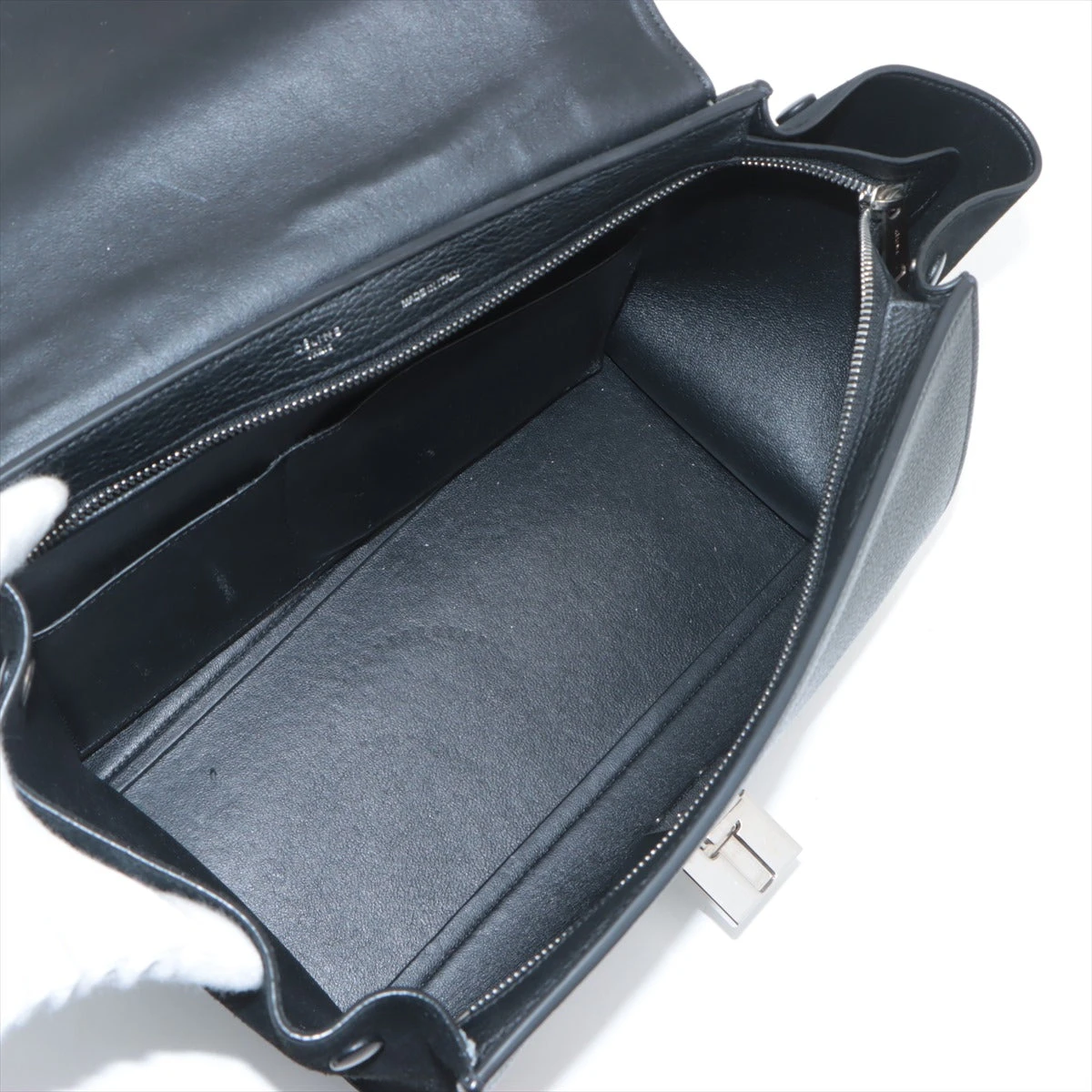 セリーヌ トラペーズ レザー×スエード 2WAYハンドバッグ ブラック