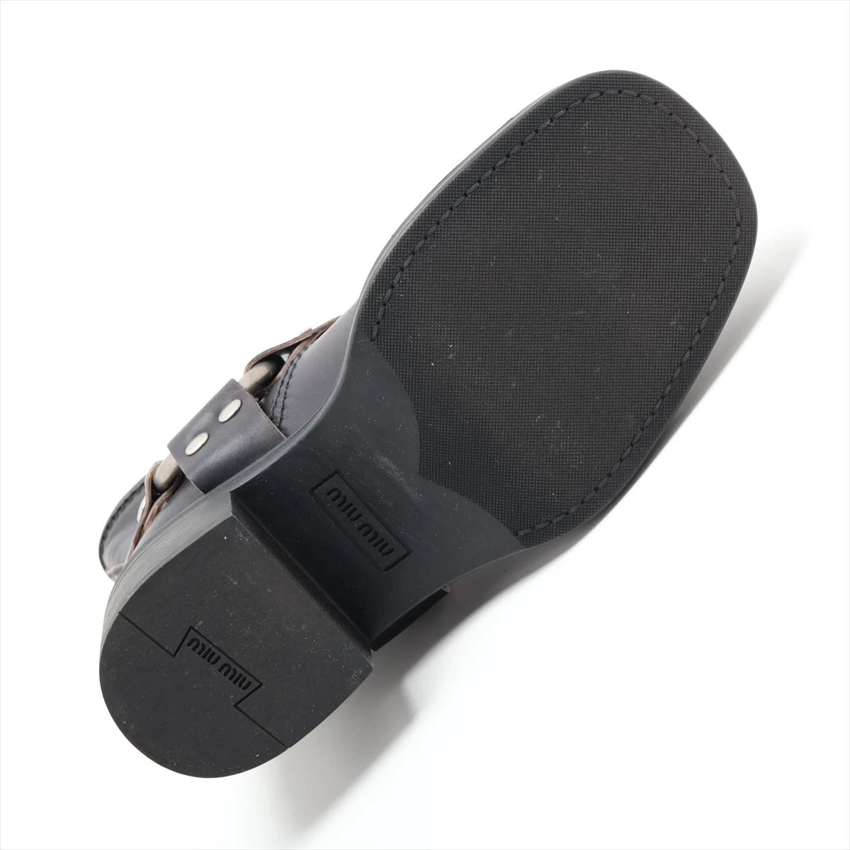 ミュウミュウ レザー ブーツ 35 レディース ブラック バックル