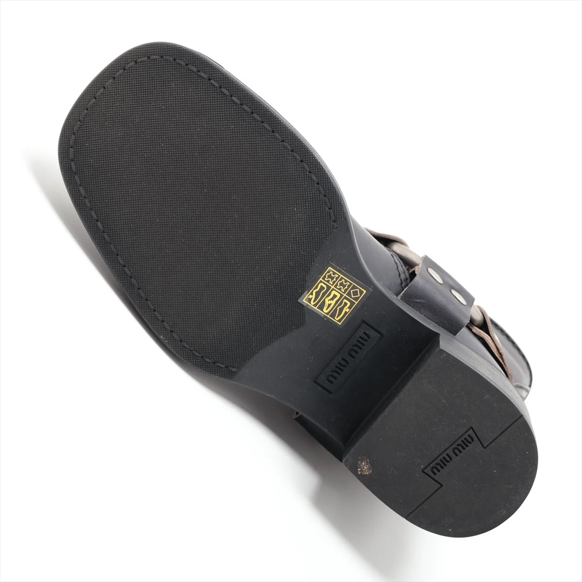 ミュウミュウ レザー ブーツ 35 レディース ブラック バックル