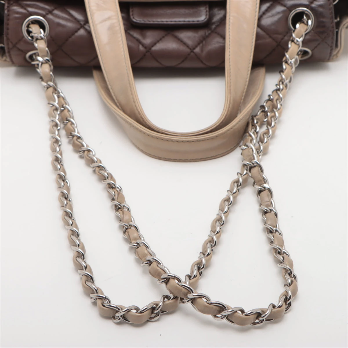 CHANEL ハンドバッグ ベージュ/ブラウン　手提げバッグ　ヴィンテージ CHANEL シャネル ハンドバッグ ワイルドステッチ カーフ