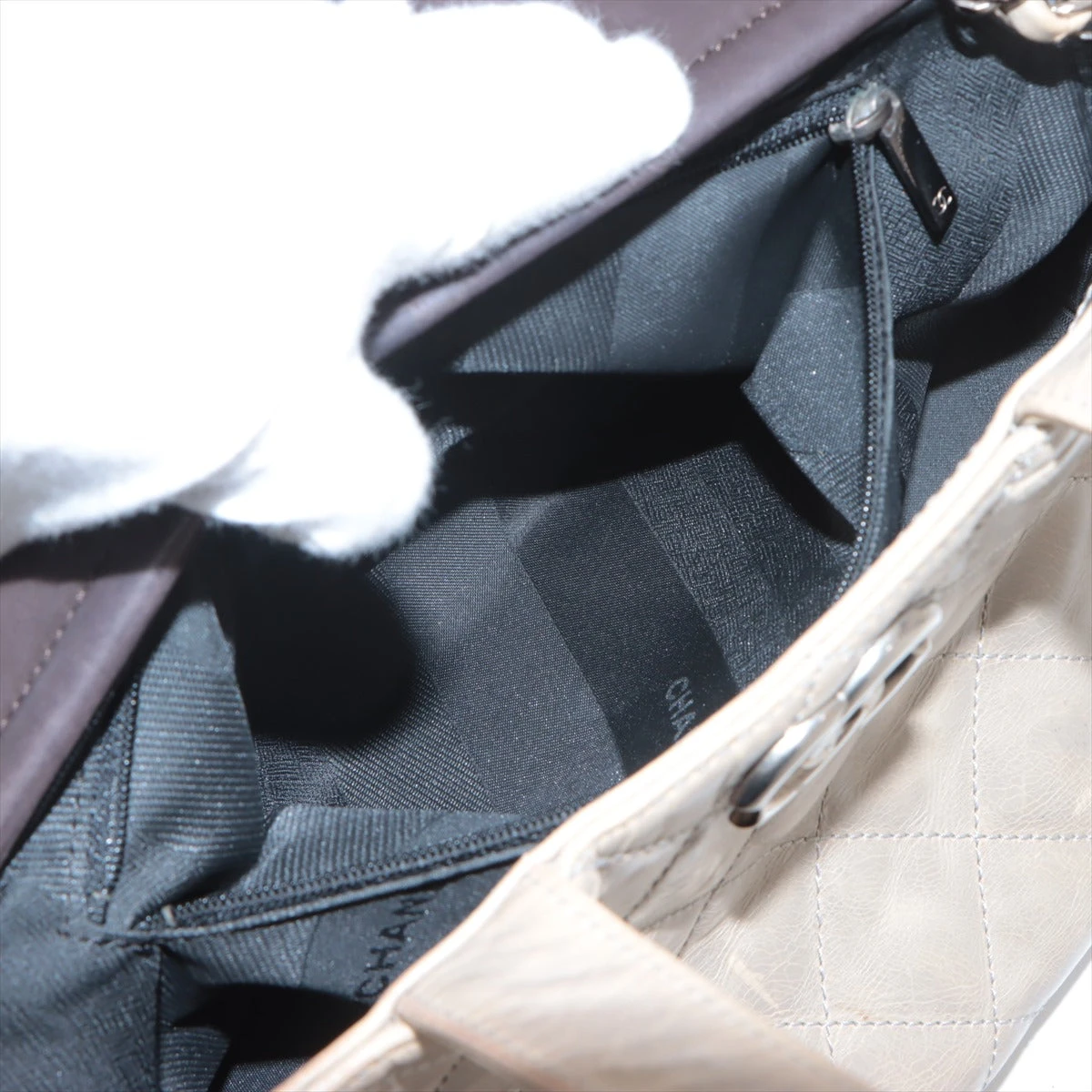 CHANEL ハンドバッグ ベージュ/ブラウン　手提げバッグ　ヴィンテージ CHANEL シャネル ハンドバッグ ワイルドステッチ カーフ