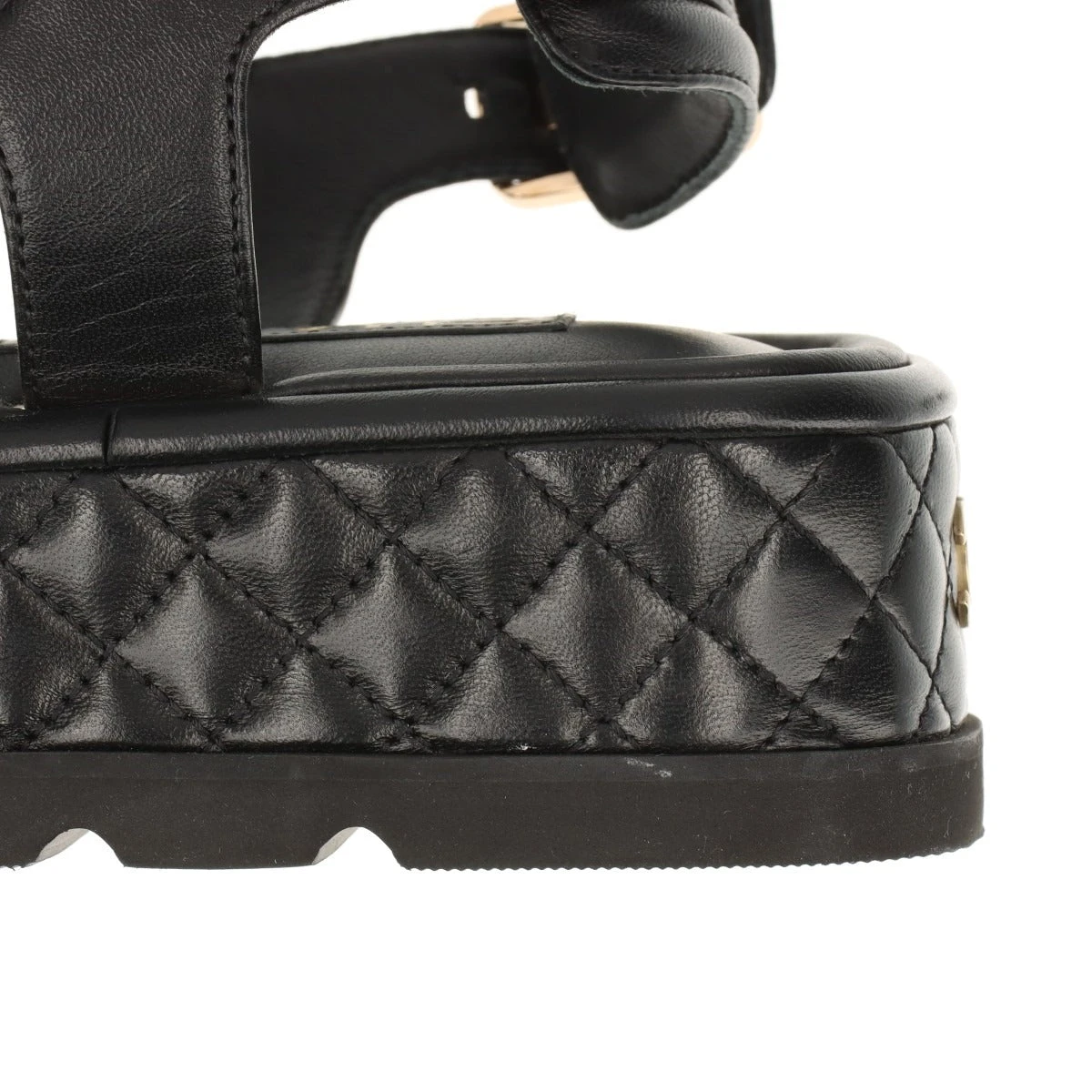 CHANEL サンダル　マトラッセ シャネル ココマーク レザー サンダル 40 レディース ブラック