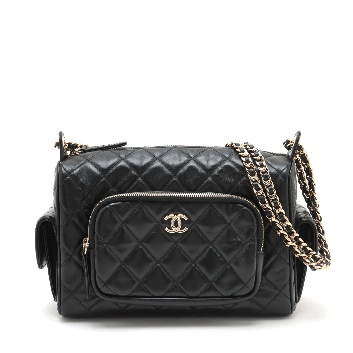 シャネル マトラッセ シャイニーラムスキン チェーンショルダーバッグ  