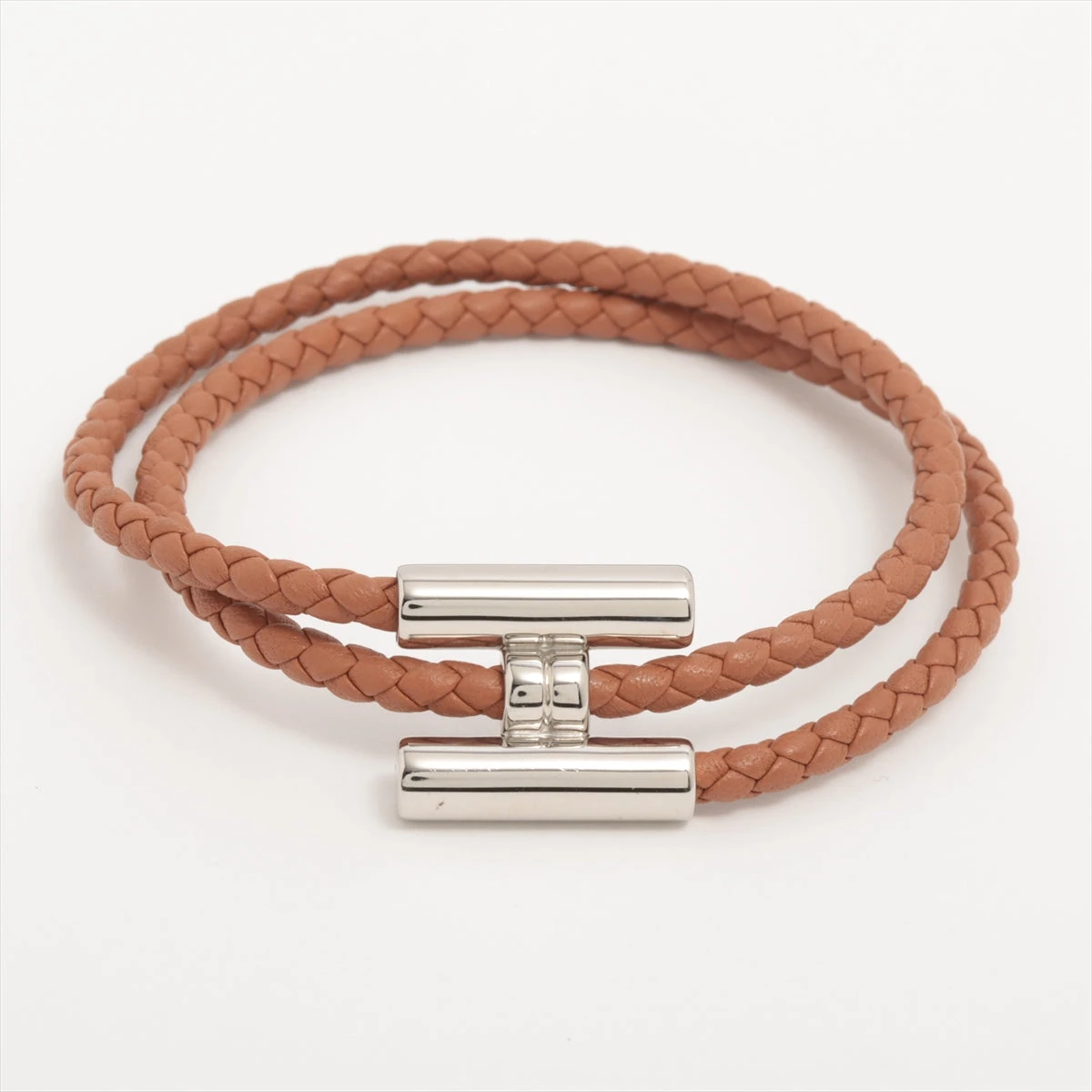 HERMES エルメス トゥルニス トレッセ ブレスレット ブラウン シルバー 