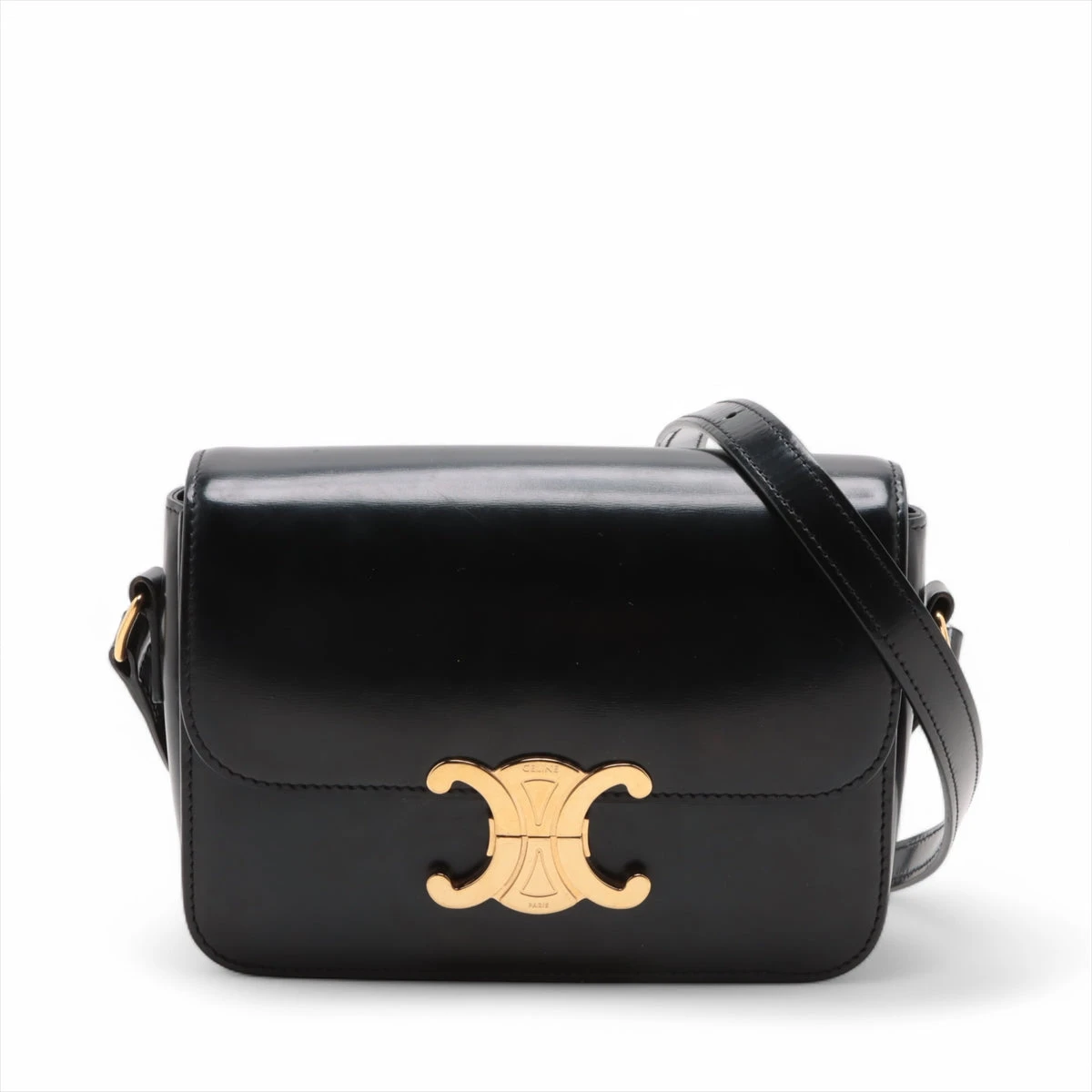 〔ヴィンテージ〕CELINE トリオンフ メッセンジャー★Aランク セリーヌ トリオンフ メッセンジャー PVCxレザー ショルダー