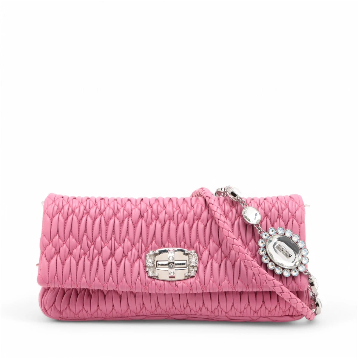 ミュウミュウ ナッパクリスタル レザー 2WAYショルダーバッグ ピンク