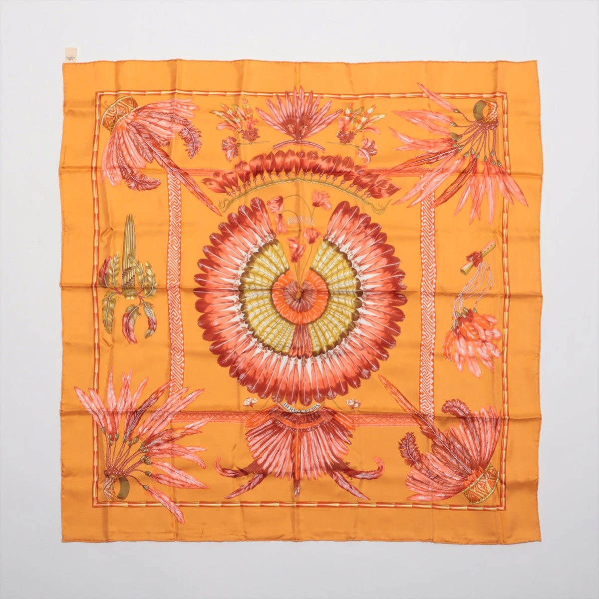 2507-123｜美品｜エルメス カレ 90 スカーフ シルク オレンジ 2507-123｜美品｜エルメス カレ 90 スカーフ シルク オレンジ