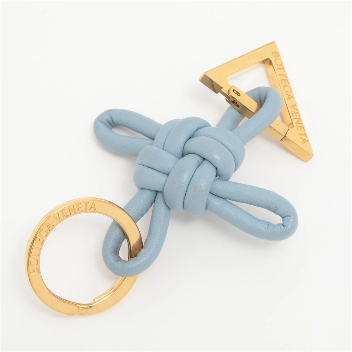 ボッテガヴェネタ トライアングル キーリング GP×革 ゴールド