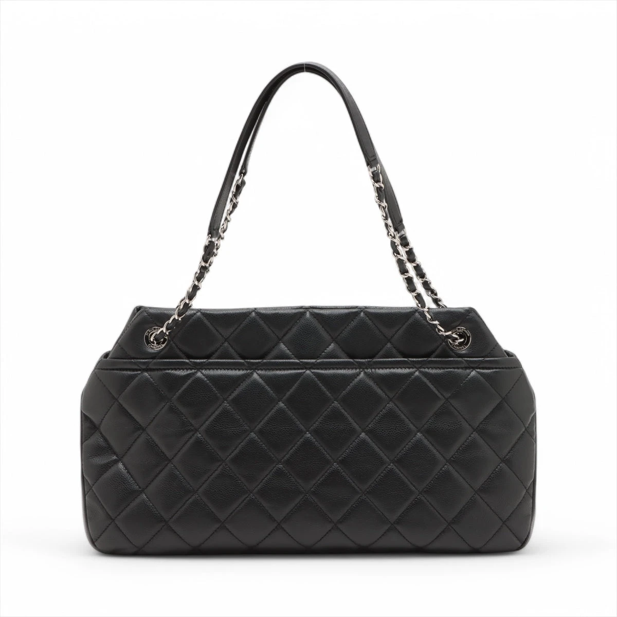 極美品　シャネル　キャビアスキン　マトラッセ　ハンドバッグ　シルバー　4838 キャビアスキン シャネル マトラッセ30 チェーンショルダー