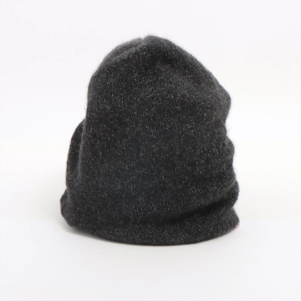 シャネル ココマーク ニットキャップ ウール×カシミヤ ブラック ココマーク カシミヤ ニットキャップ ビーニー ケーブル編み ロゴ
