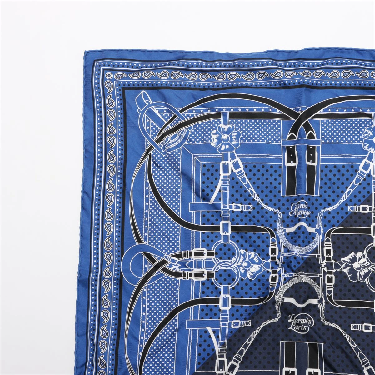 HERMES エルメス シルクバンダナ パリ・ステーション 極美品 モノクロ エルメス シルクスカーフ バンダナ カレ55 パリ