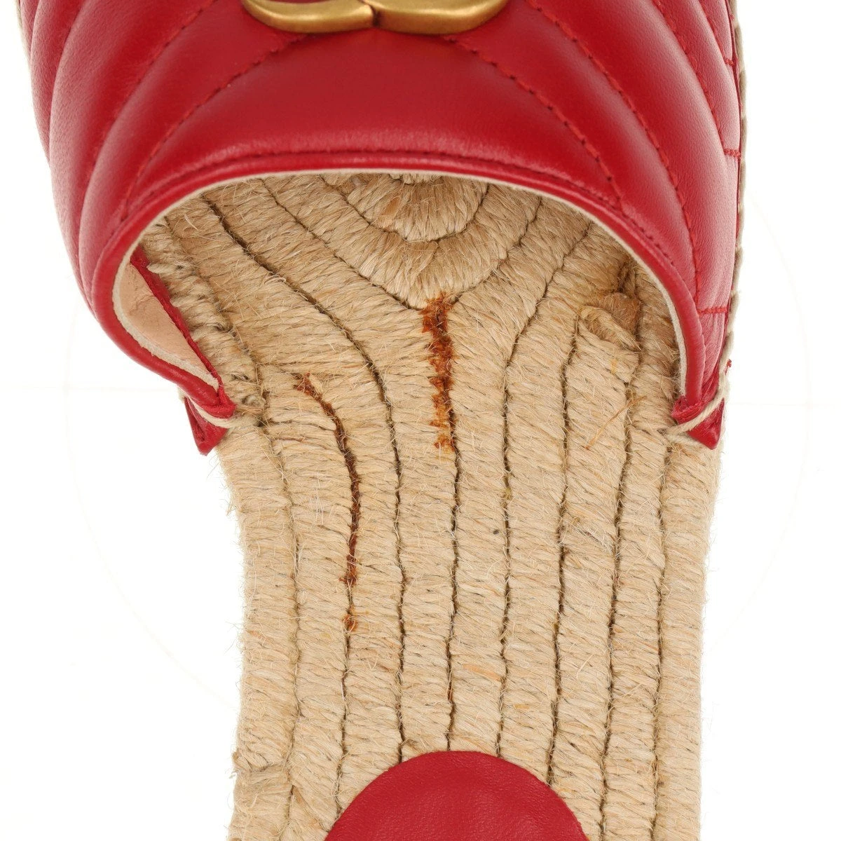 グッチ GGマーモント レザー サンダル 37 レディース レッド×ベージュ  