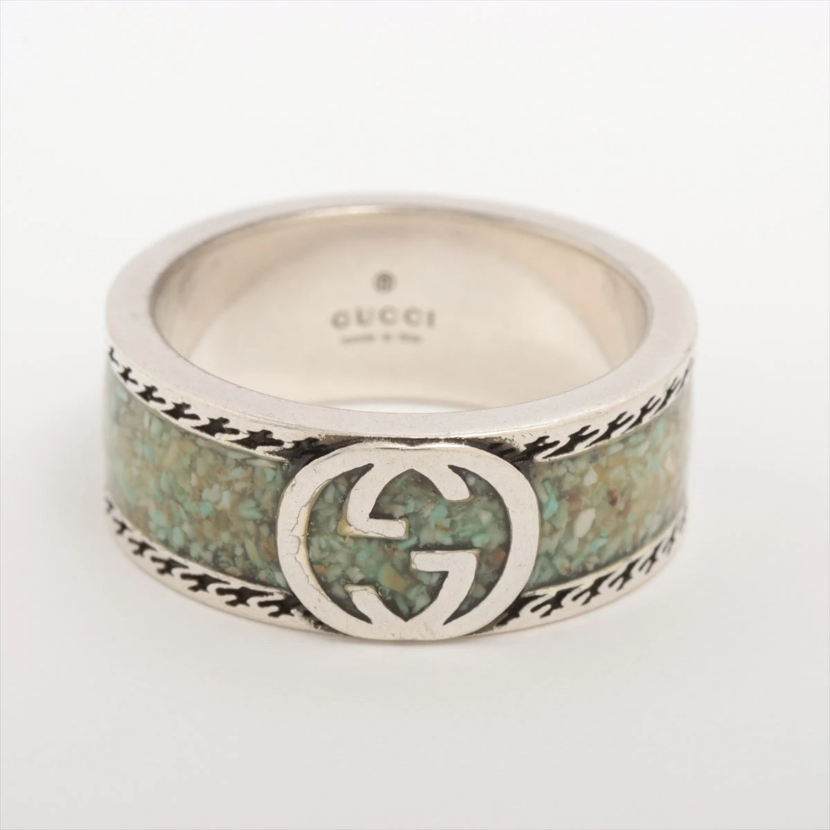 すぐ届く【GUCCI】グッチ インターロッキング エナメル リング グッチ GUCCI インターロッキングGリング SV925/ターコイズ