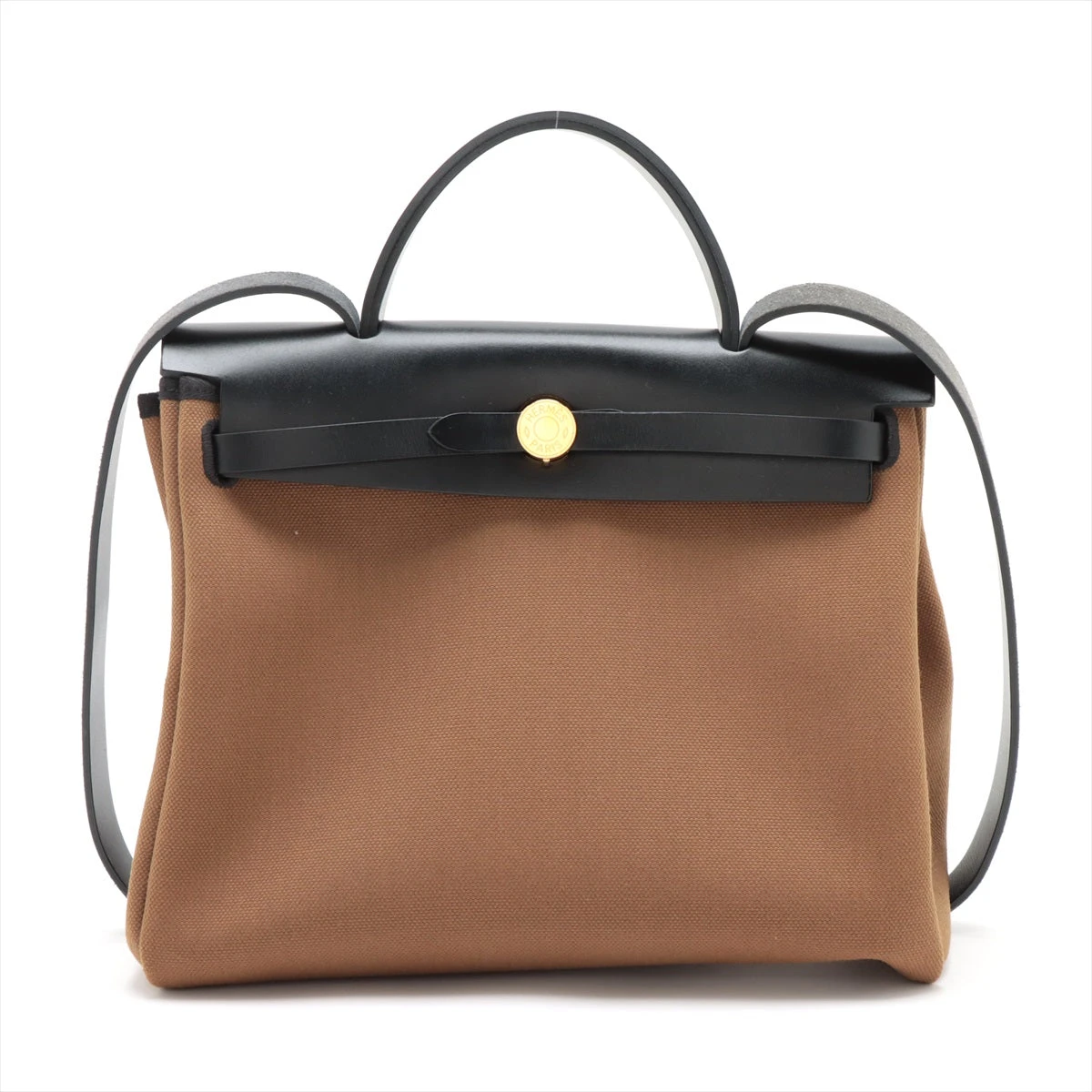 エルメス エールバッグジップPM トワルミリタリー ブラウン ゴールド  