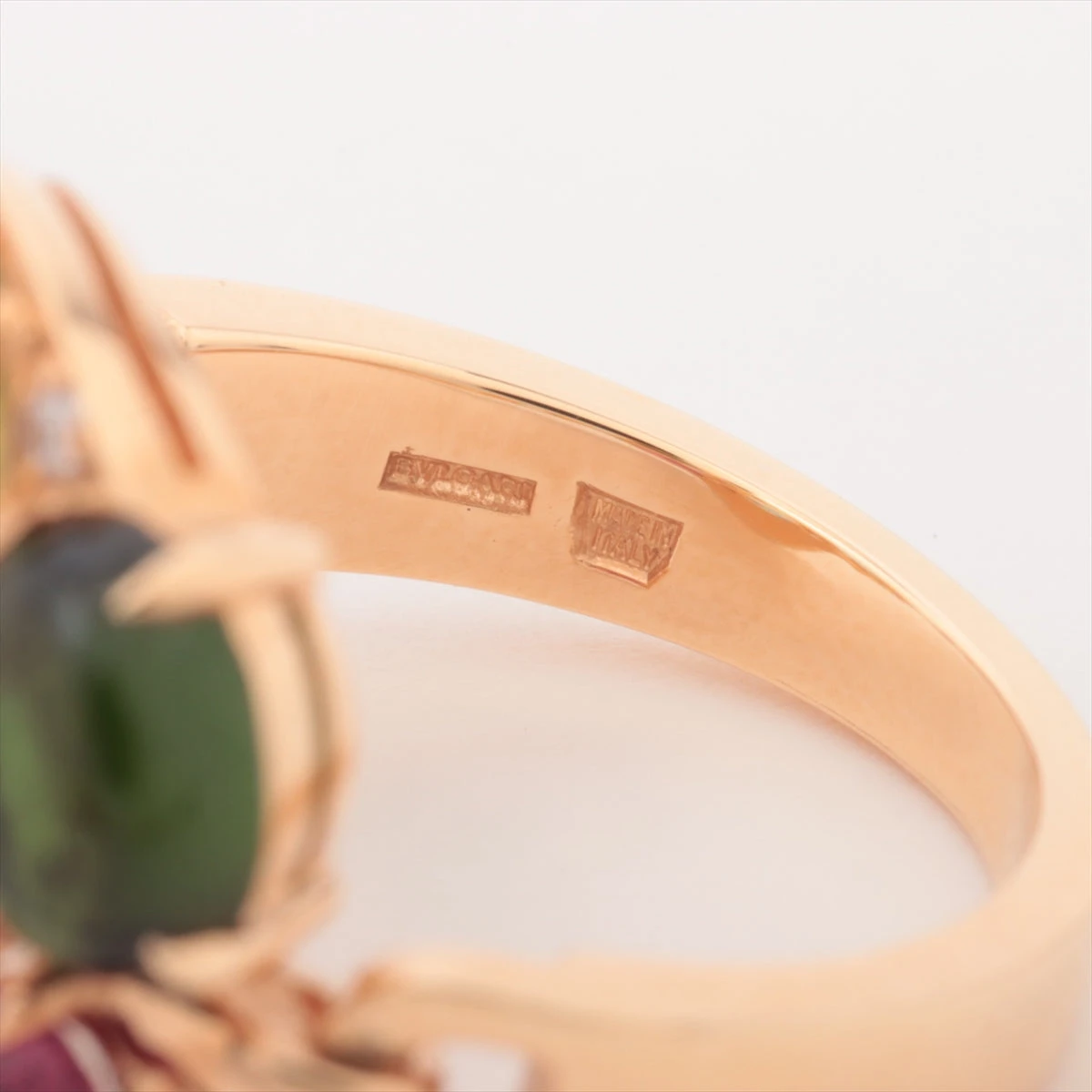 ブルガリ アストラーレ チェルキ シールド 色石 ダイヤ リング 750(YG