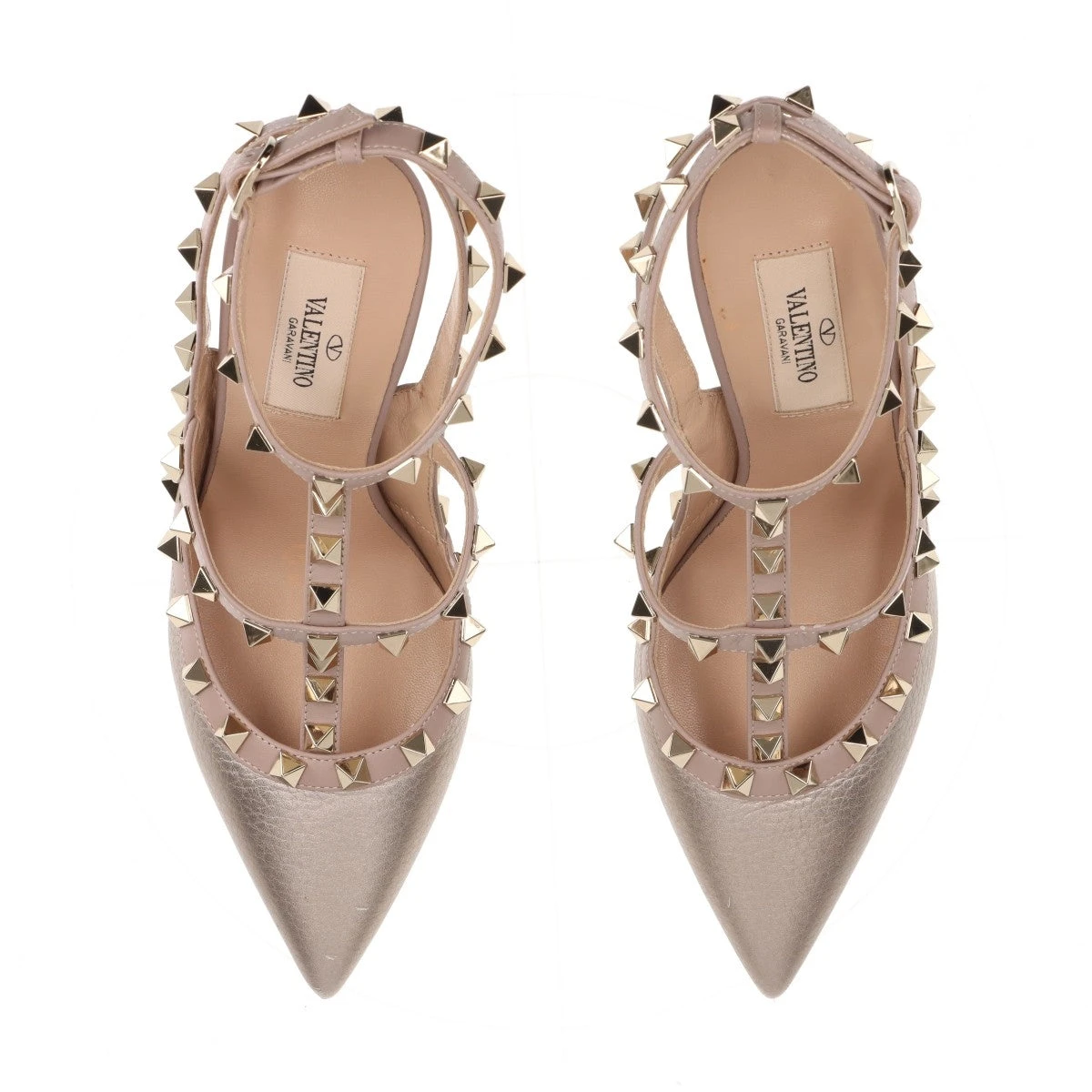 VALENTINO ロックスタッズアンクルストラップパンプス　ベージュ　36.5 VALENTINO - VALENTINO ロックスタッズアンクルストラップ