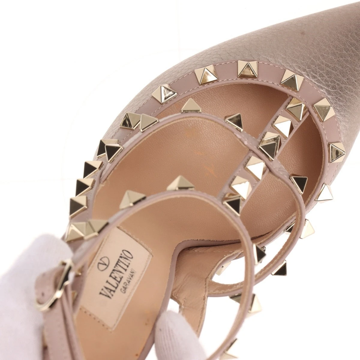 【新品未使用】VALENTINO ヴァレンティノ　　パンプス　ピンクベージュ ヴァレンティノガラヴァーニ レザー パンプス 38 レディース