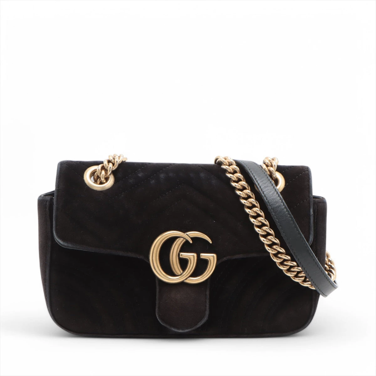 グッチ GGマーモント ベルベット チェーンショルダーバッグ ブラック  