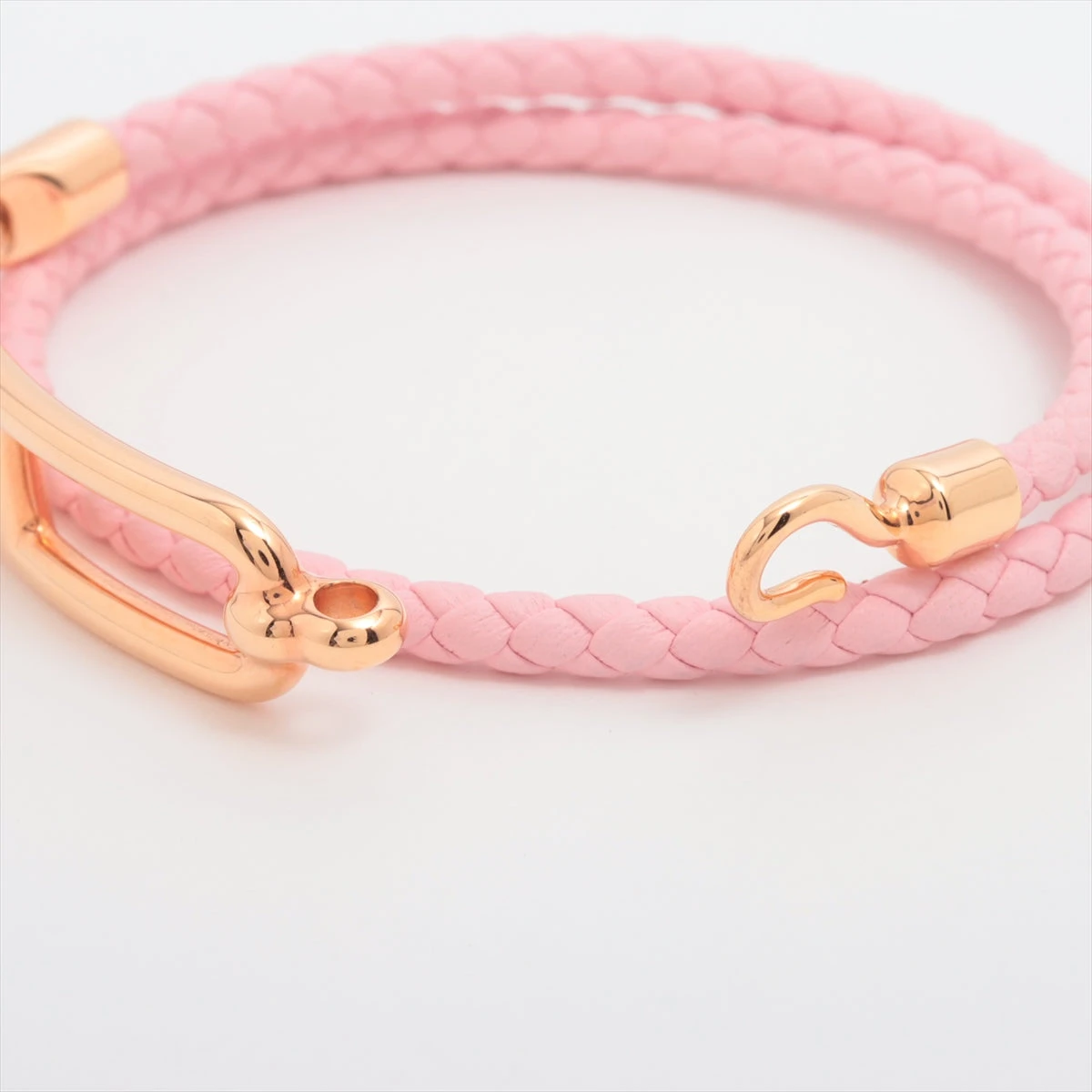 エルメス ルリ ドゥブルトゥール ブレスレット GP×革 ピンク A3513374