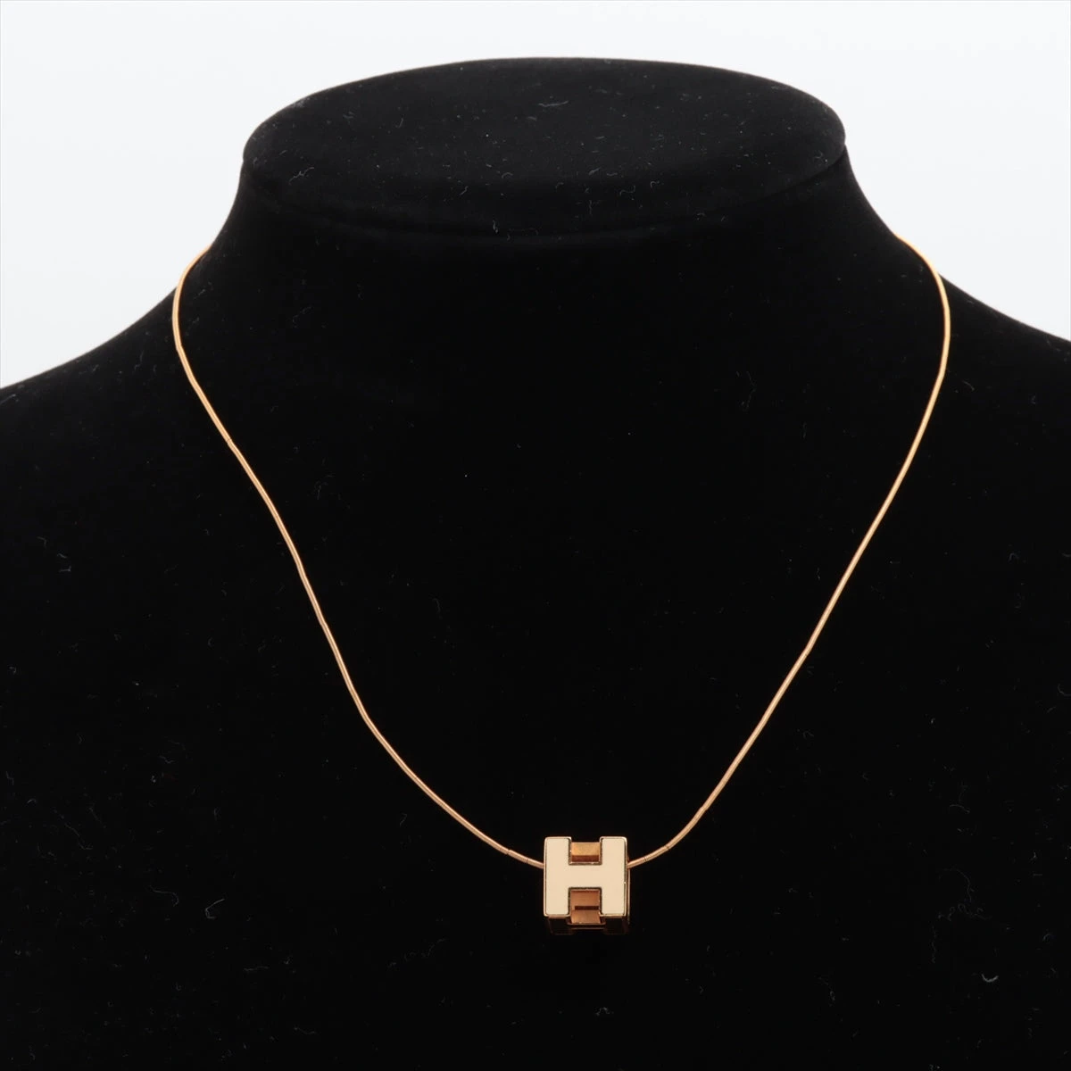 HERMES カージュドアッシュ Hキューブ ネックレス ブラック ゴールド