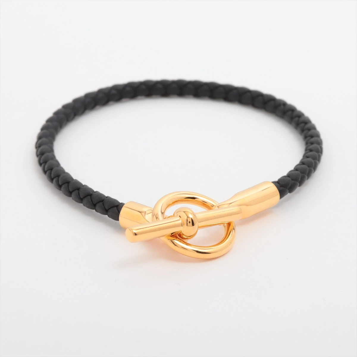 現行品✨未使用品✨エルメス GP×レザー グレナンH ブラック ブレスレット エルメス グレナン ブレスレット GP×革 ブラック×ゴールド