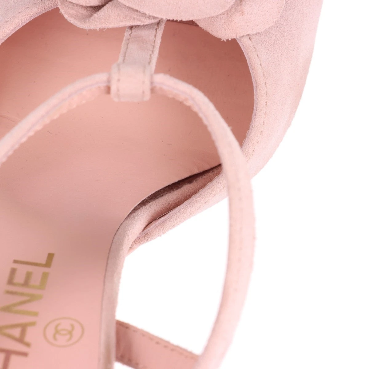 美品★CHANEL・レザー カメリア ココマーク ストラップ サンダル(37C) CHANEL - 美品☆CHANEL・レザー カメリア ココマーク ストラップ