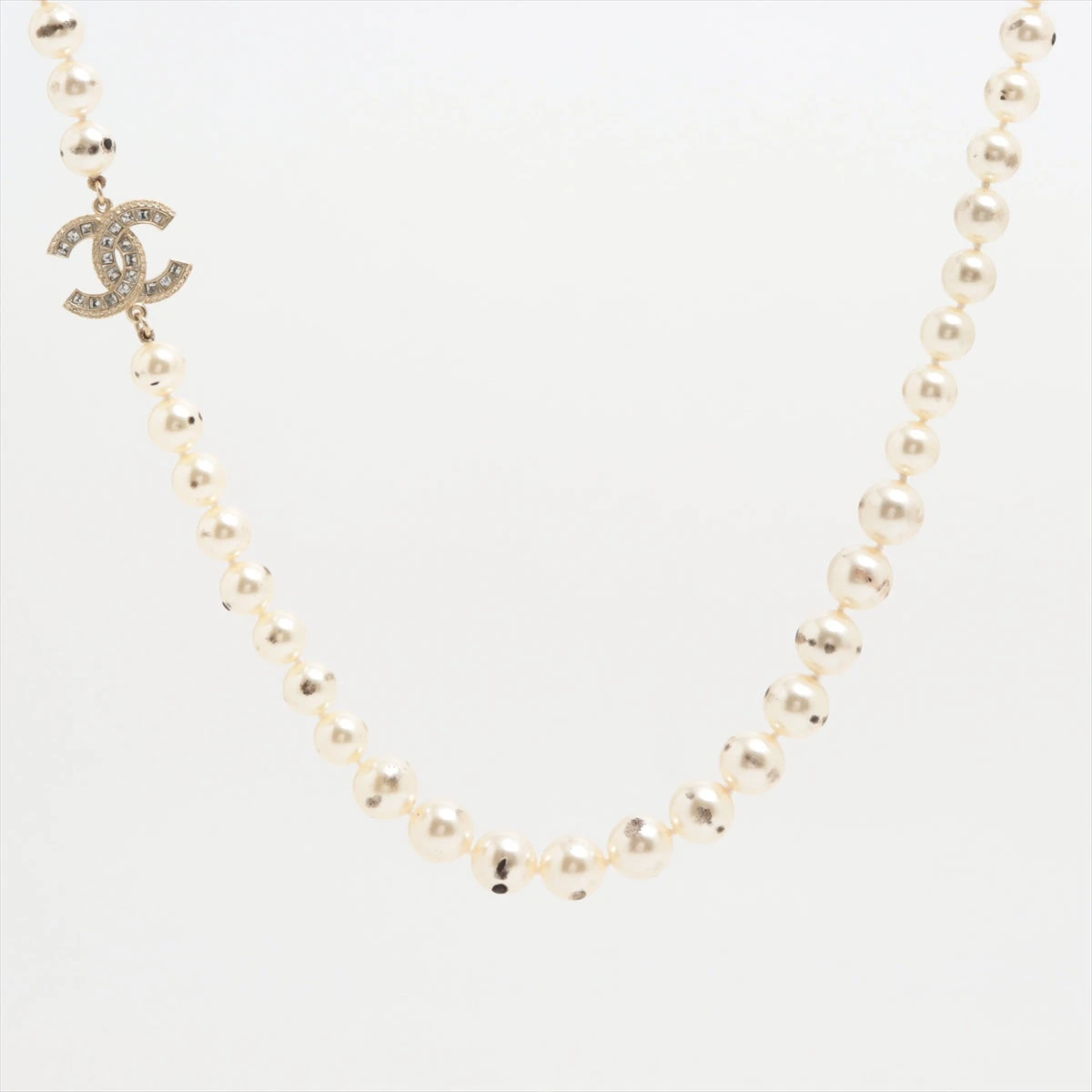 シャネル ココマーク F16V ネックレス GP×ラインストーン×フェイク  
