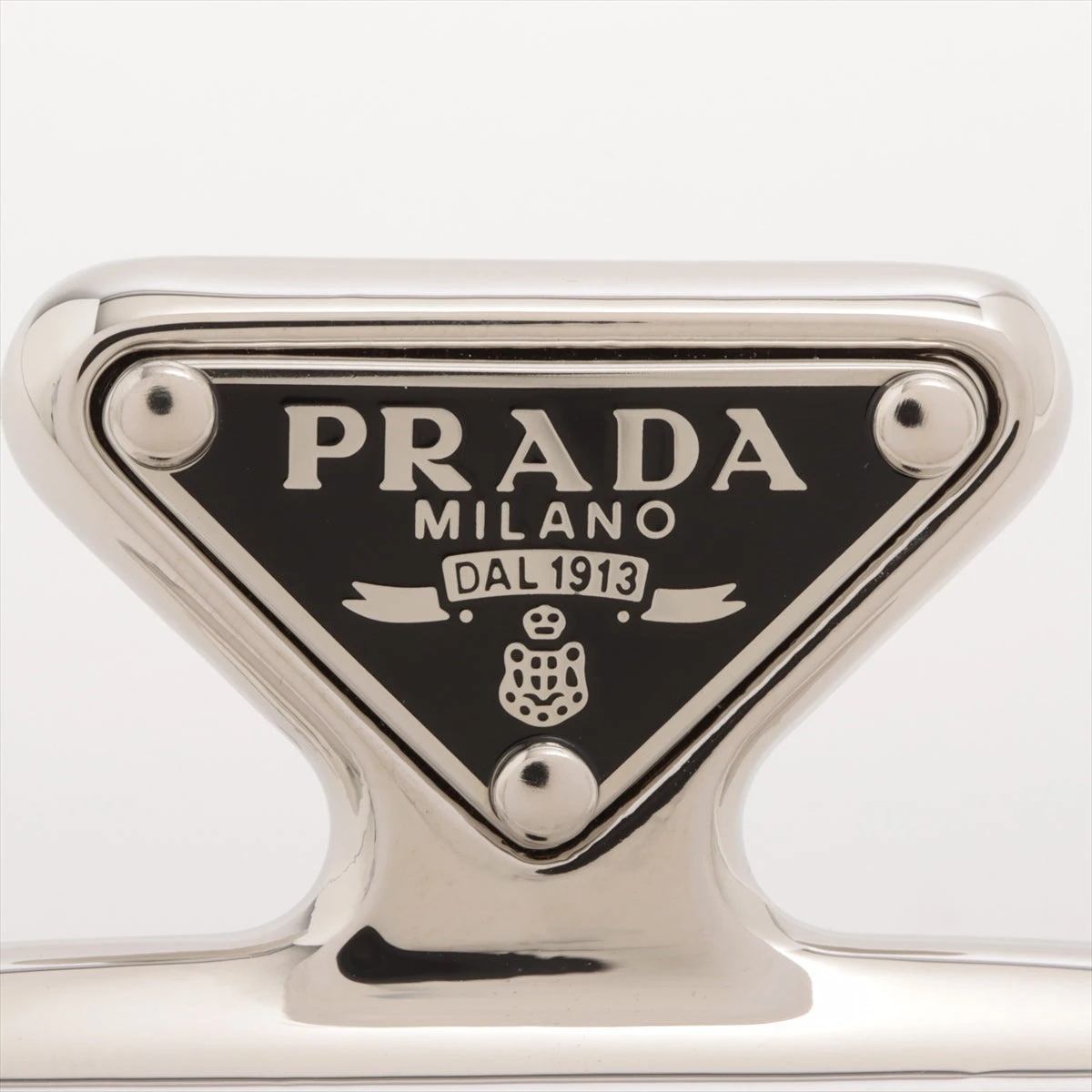 PRADA トライアングルロゴ　クリップ　シルバー PRADA - プラダ PRADA ヘアクリップ トライアングルロゴ バンス