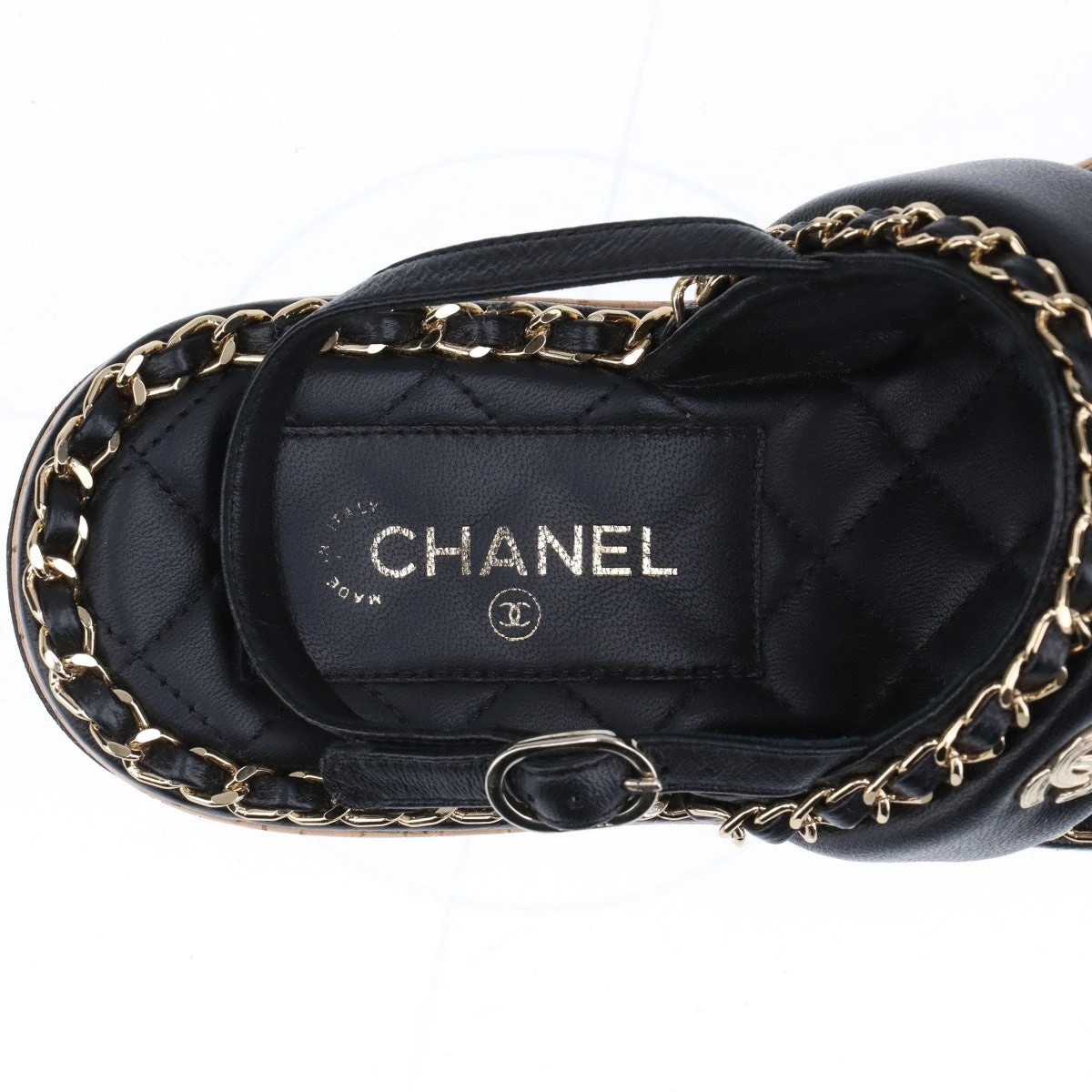 CHANEL サンダル ココマーク デカココ 35 1/2 シャネル ココマーク レザー サンダル 35C レディース ブラック
