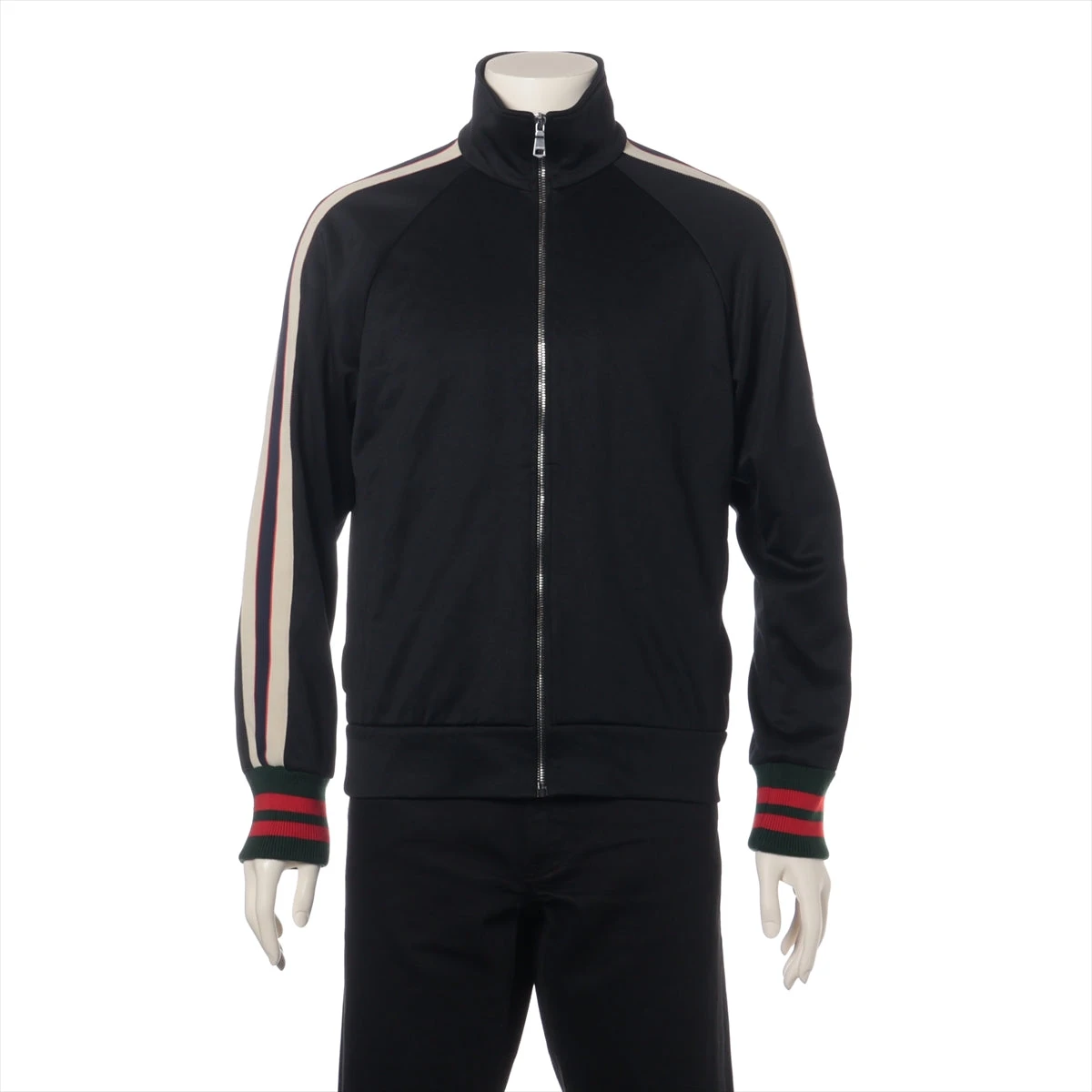 グッチ コットン×ポリエステル トラックジャケット XS メンズ ブラック  