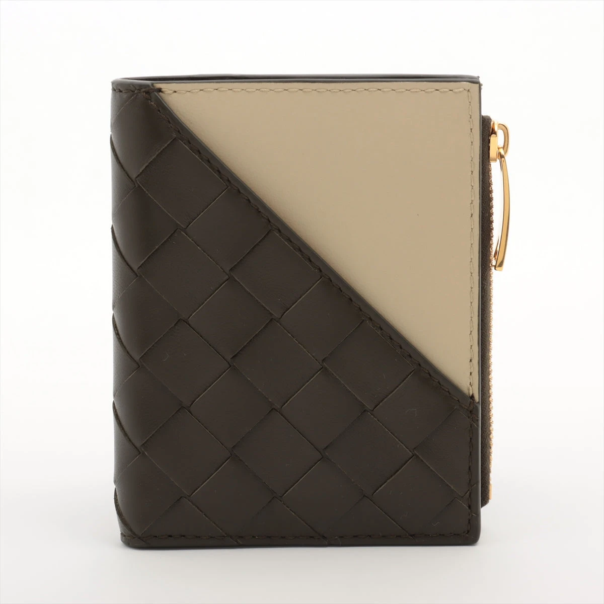 ボッテガヴェネタ レザーイントレチャート コンパクトウォレット 札入れ BOTTEGA VENETA ボッテガヴェネタ 二つ折り財布 イントレ