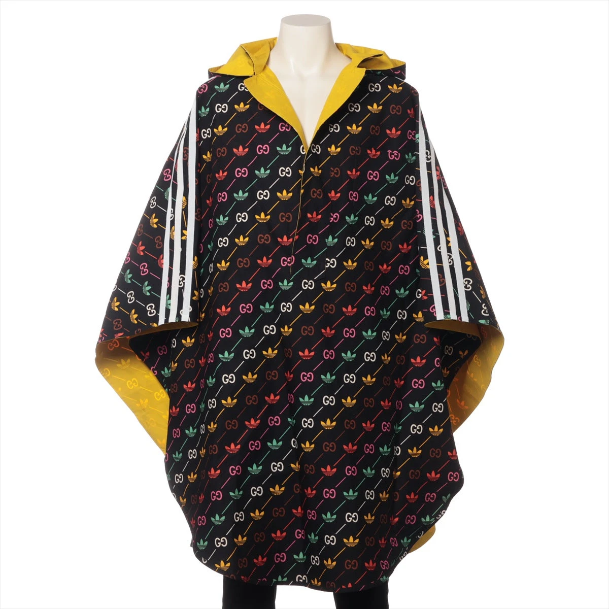 グッチ×アディダス コットン ポンチョ M メンズ ブラック×マルチカラー