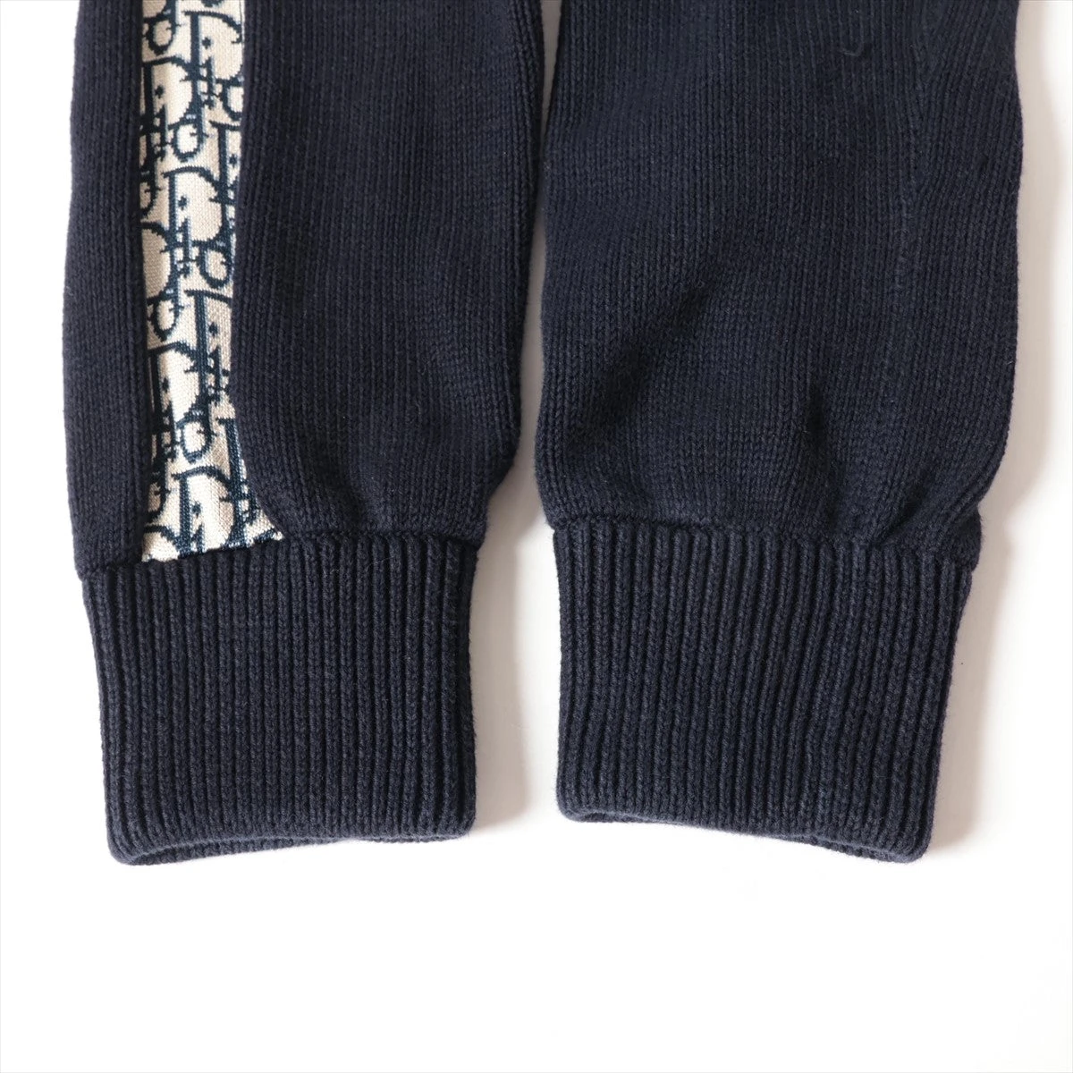 【希少・美品】ディオール　オブリーク柄　コットンニット（肉厚）Ｌサイズ ディオール オブリーク 19AW コットン ニット S メンズ ネイビー