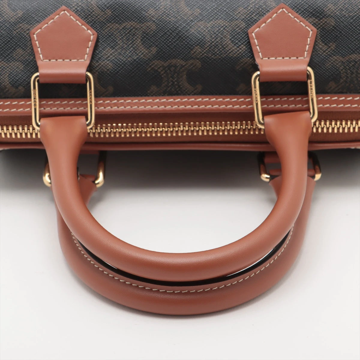 鑑定済み　⭐️美品⭐️　CELINE ブラウンレザーボストンバッグPVC ブラウン（茶色）系 CELINE(セリーヌ) ボストンバッグ