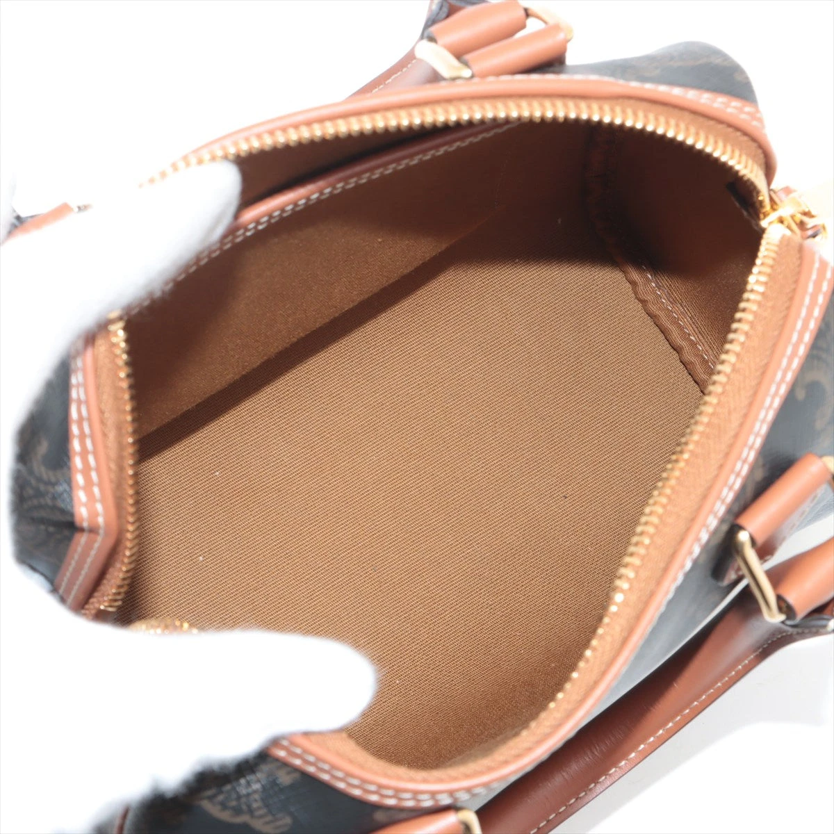 鑑定済み　⭐️美品⭐️　CELINE ブラウンレザーボストンバッグPVC ブラウン（茶色）系 CELINE(セリーヌ) ボストンバッグ