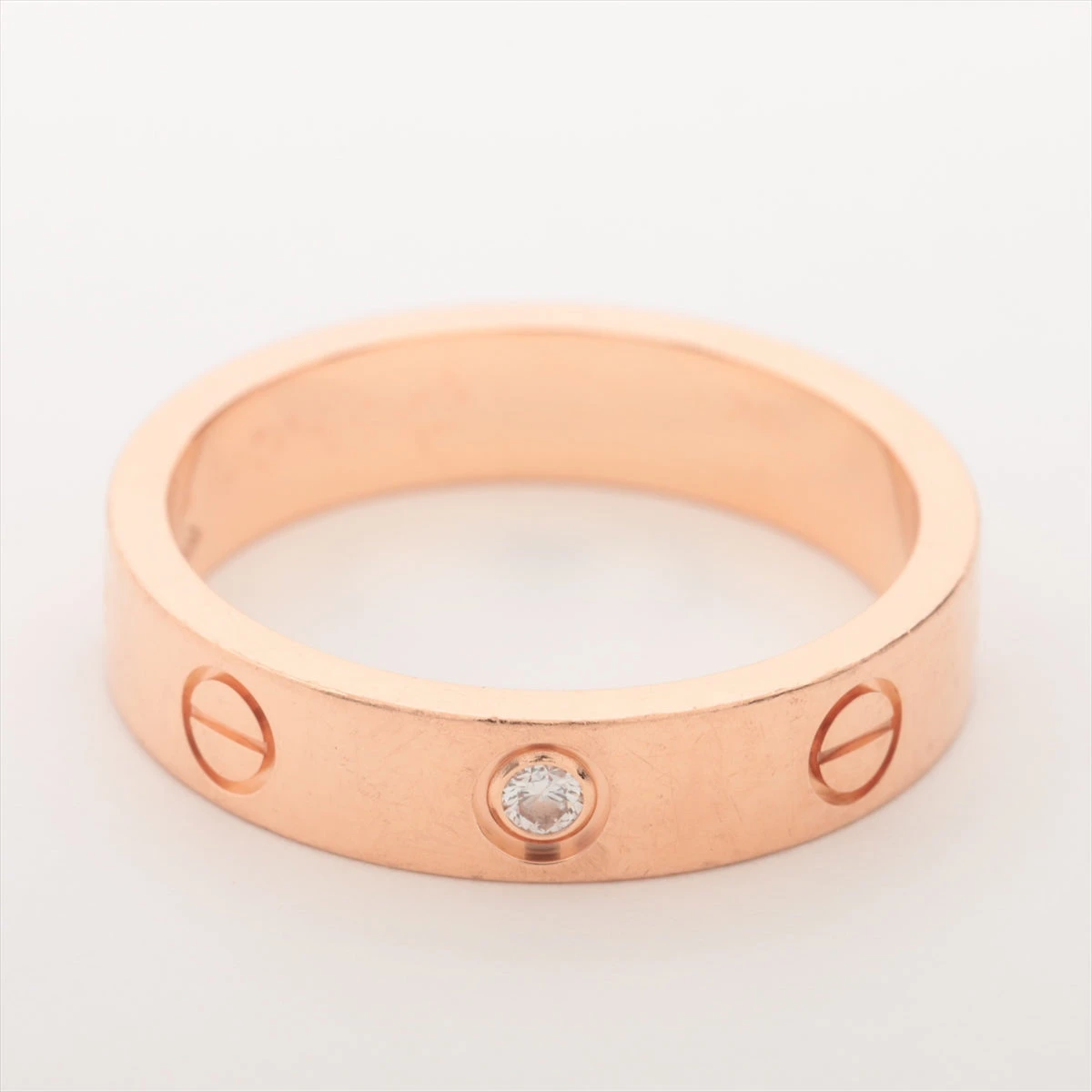 ◉Cartier 48 ミニラブリング ダイヤ 1P 750 WG 掃除キット付 カルティエ ミニラブ 1P ダイヤ リング 750(PG) 4.6g 51 CRB4050751