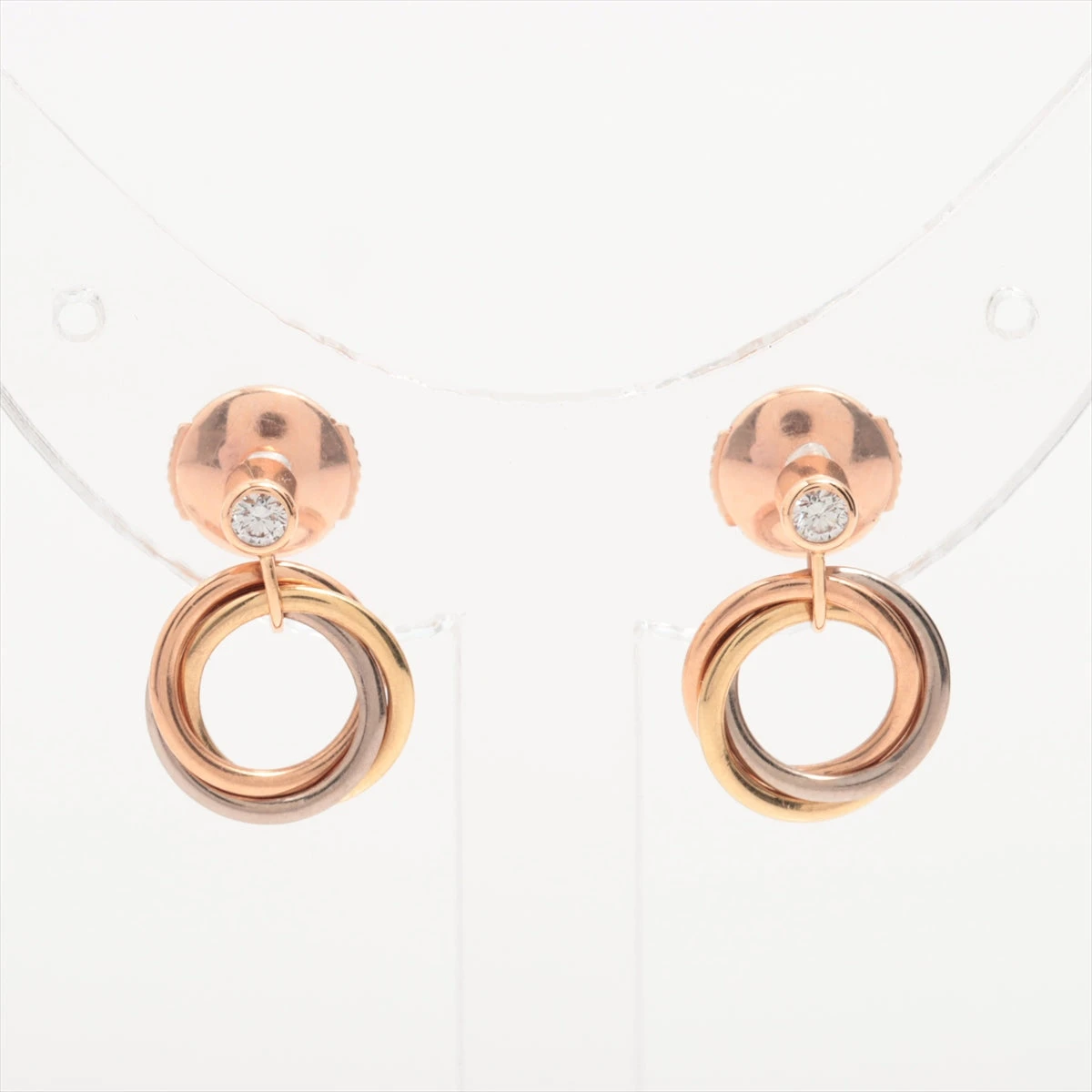 カルティエ トリニティ ダイヤ ピアス 750(YG×PG×WG) 3.8g